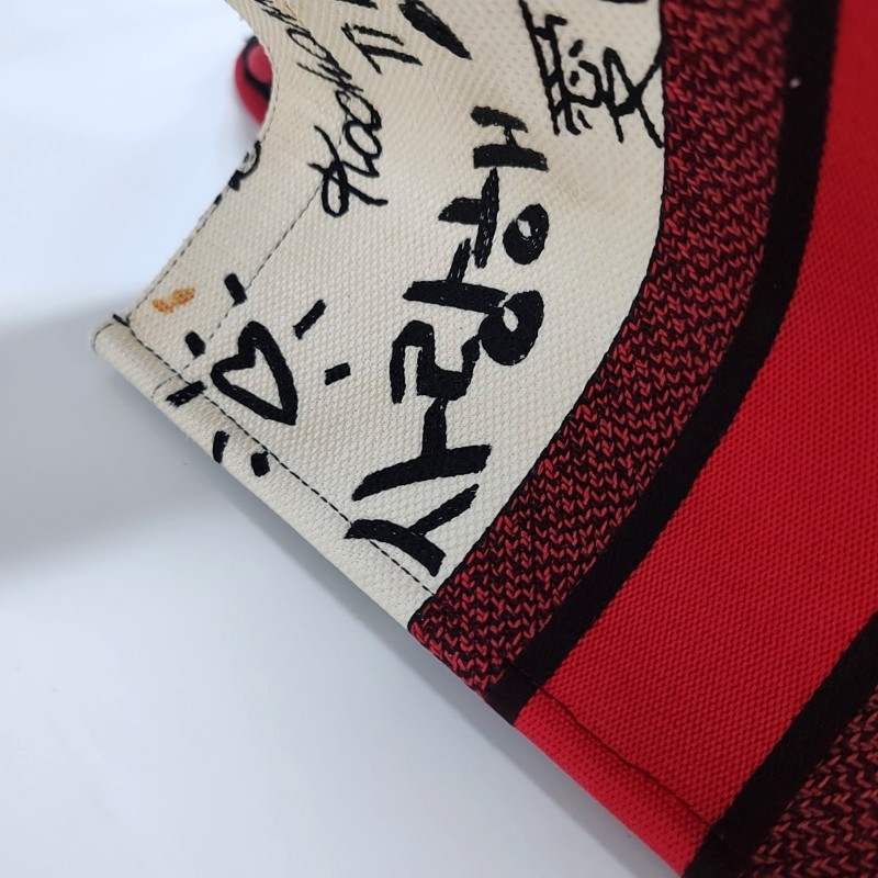 DIOR Book Tote大號 白色帆布刺繡手提包-9