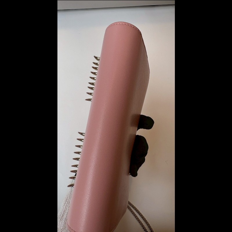 Fendi 銀鍊粉皮小鳥眼睛鍊帶小包 WOC-14