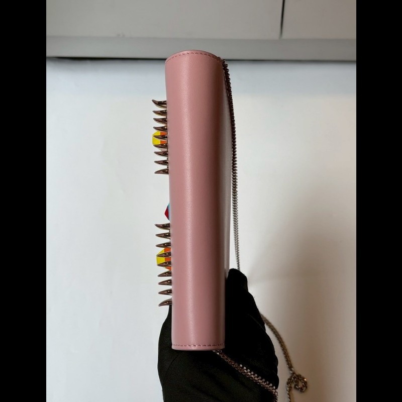 Fendi 銀鍊粉皮小鳥眼睛鍊帶小包 WOC-15