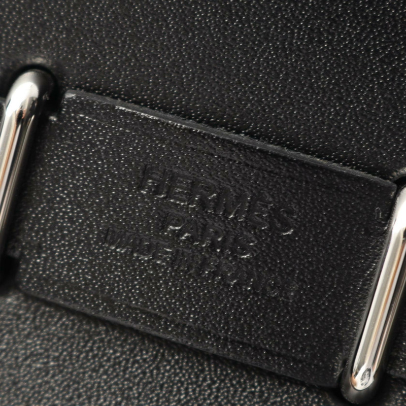 愛馬仕 Herbag Zip Mini 單肩包 086430CK 帆布皮革 黑色 SHW 二手 W-3