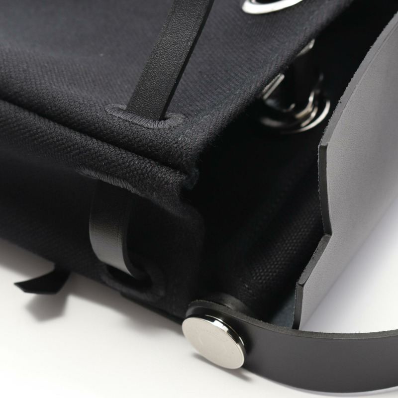 愛馬仕 Herbag Zip Mini 單肩包 086430CK 帆布皮革 黑色 SHW 二手 W-7