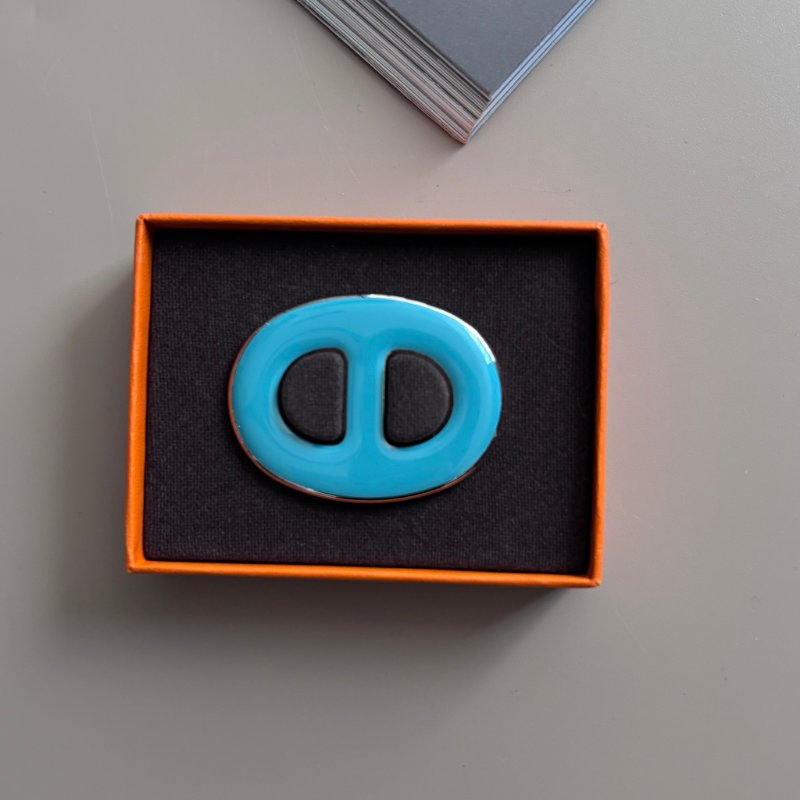 ::HERMES:: Schals Blau Chaine D’Ancre Scarf Ring 松石綠琺瑯 豬鼻子絲巾環-1