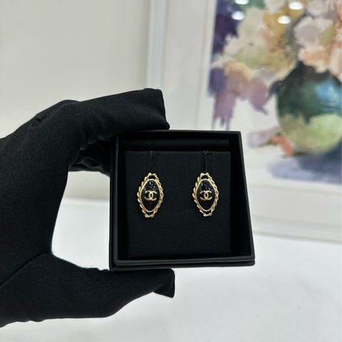 Chanel 香奈兒 24p 復古滑板黑金耳飾 耳環