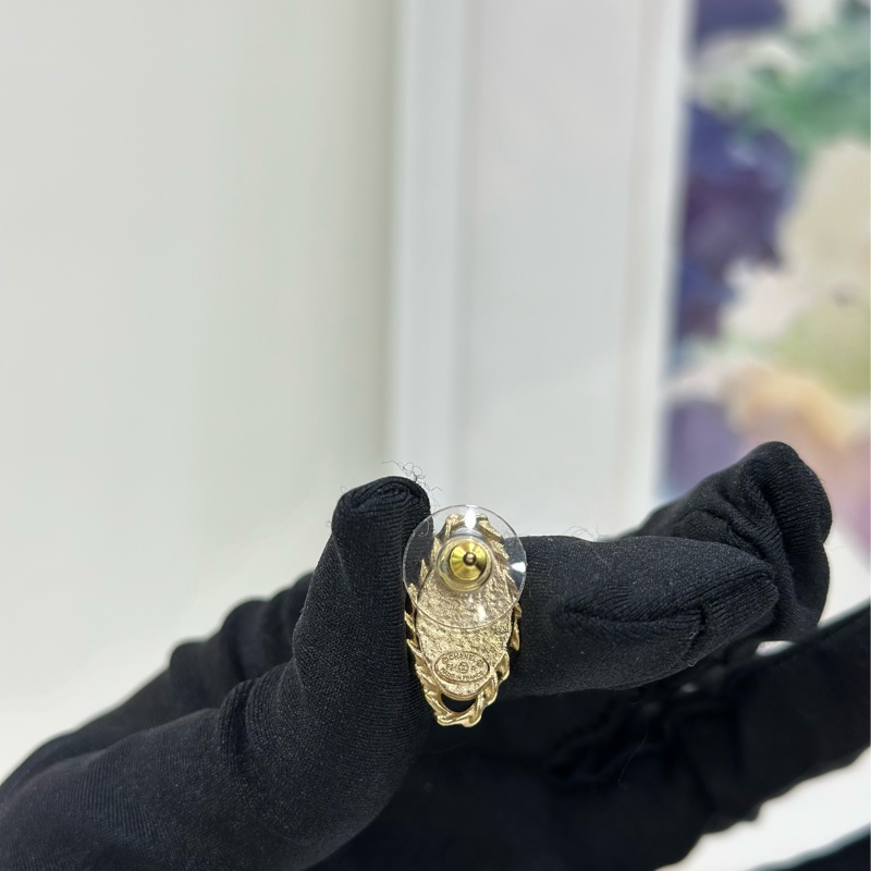 Chanel 香奈兒 24p 復古滑板黑金耳飾 耳環-5