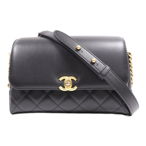 CHANEL 牛皮皮革Chain Shoulder Bag金扣鏈帶肩背袋