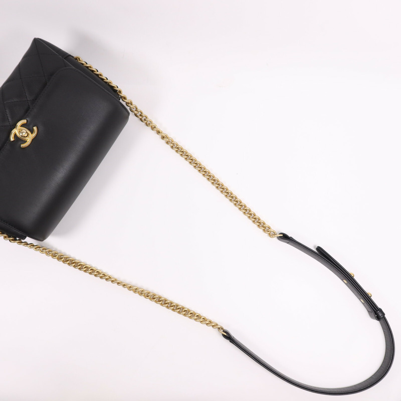 CHANEL 牛皮皮革Chain Shoulder Bag金扣鏈帶肩背袋-7