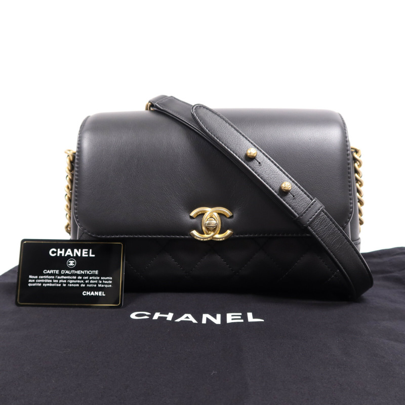 CHANEL 牛皮皮革Chain Shoulder Bag金扣鏈帶肩背袋-8