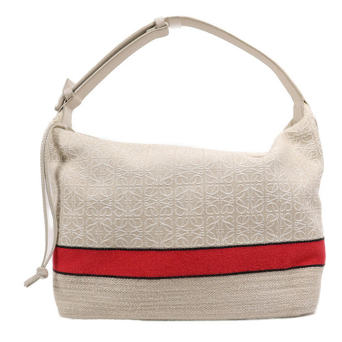 LOEWE 帆布Cubi Bag銀扣肩背袋