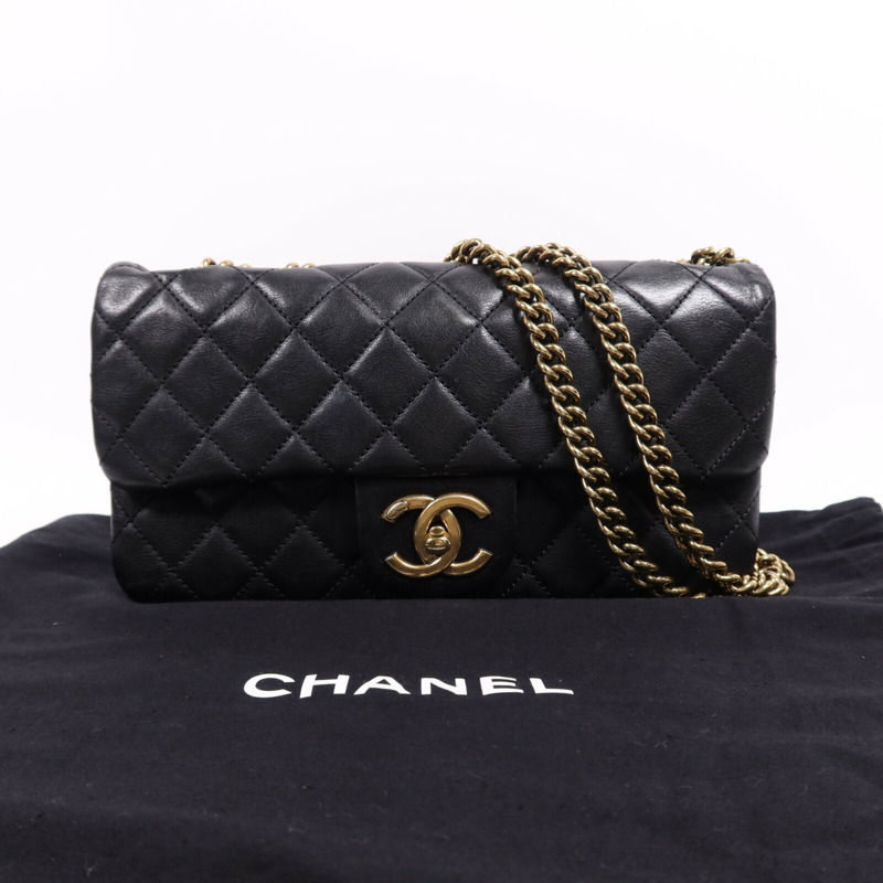 CHANEL 牛皮皮革Chain Shoulder Bag金扣鏈帶肩背袋-6