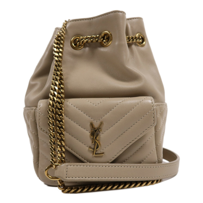 YVES SAINT LAURENT 牛皮皮革Chain Shoulder Bag金扣鏈帶肩背袋-0