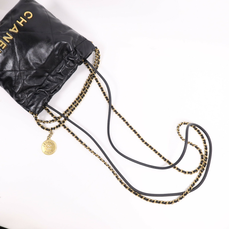 CHANEL 牛皮皮革Chanel 22 Mini金扣鏈帶肩背袋-7
