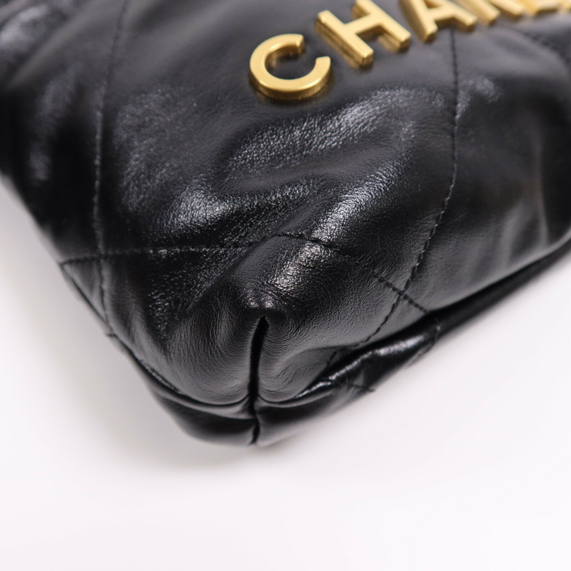 CHANEL 牛皮皮革Chanel 22 Mini金扣鏈帶肩背袋-10