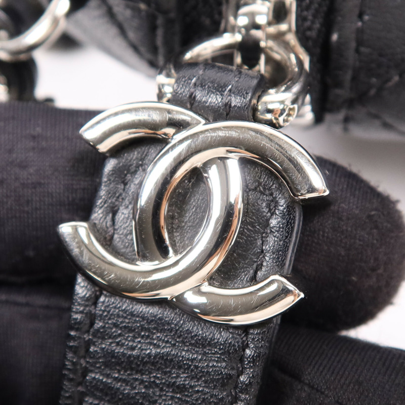 CHANEL 羊皮皮革Chain Shoulder Bag銀扣鏈帶肩背袋-7