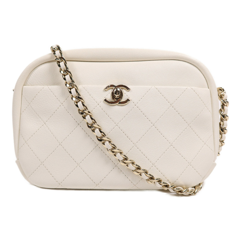 CHANEL 牛皮皮革Camera Shoulder Bag金扣鏈帶肩背袋-0
