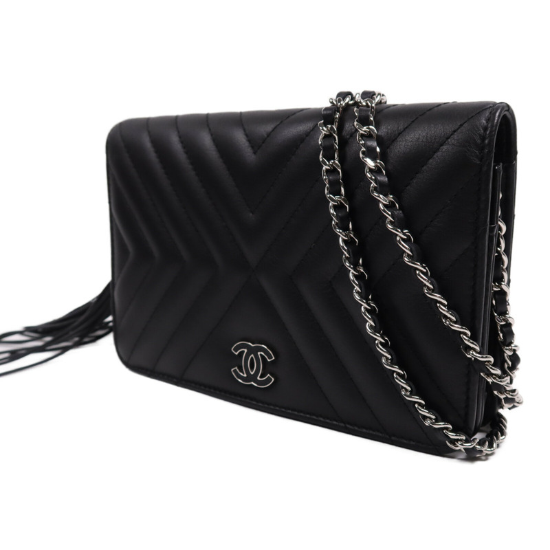 CHANEL 羊皮皮革WOC Wallet On Chain銀扣鏈帶肩背袋-2