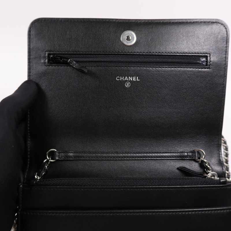 CHANEL 羊皮皮革WOC Wallet On Chain銀扣鏈帶肩背袋-4