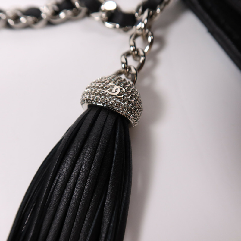 CHANEL 羊皮皮革WOC Wallet On Chain銀扣鏈帶肩背袋-14