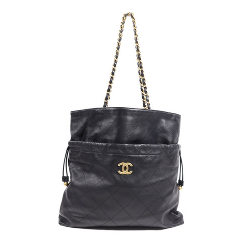 CHANEL 牛皮皮革Tote Bag金扣鏈帶手挽袋