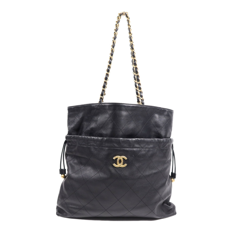 CHANEL 牛皮皮革Tote Bag金扣鏈帶手挽袋-0
