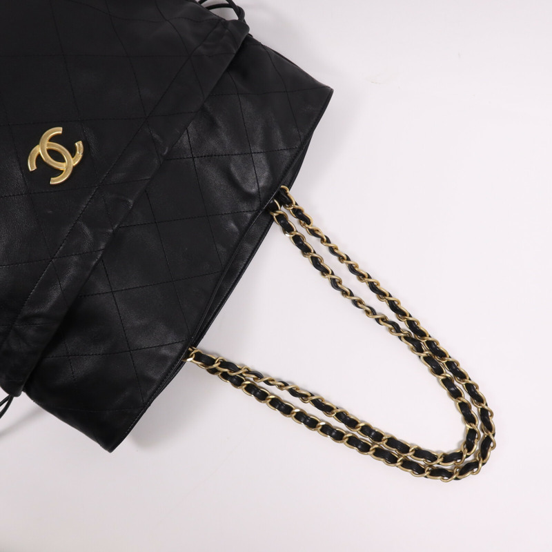 CHANEL 牛皮皮革Tote Bag金扣鏈帶手挽袋-10