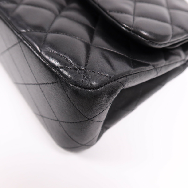 CHANEL 羊皮皮革Large Classic銀扣鏈帶肩背袋-4