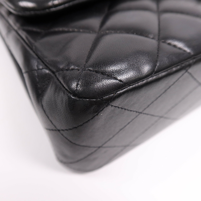 CHANEL 羊皮皮革Large Classic銀扣鏈帶肩背袋-5