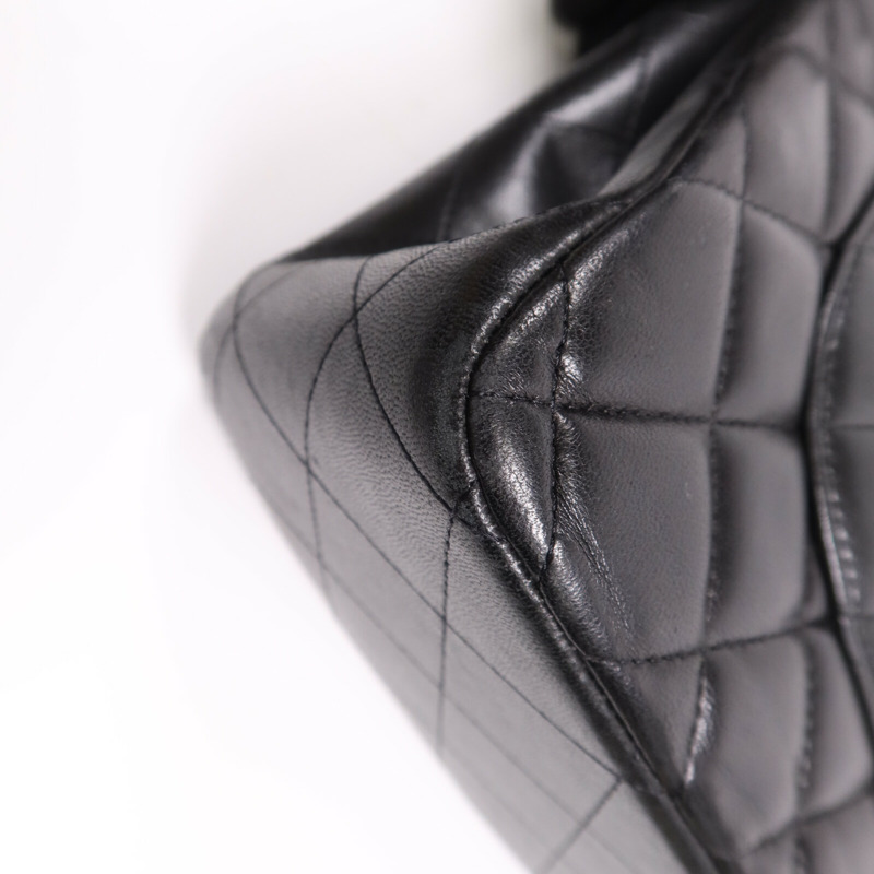 CHANEL 羊皮皮革Large Classic銀扣鏈帶肩背袋-7