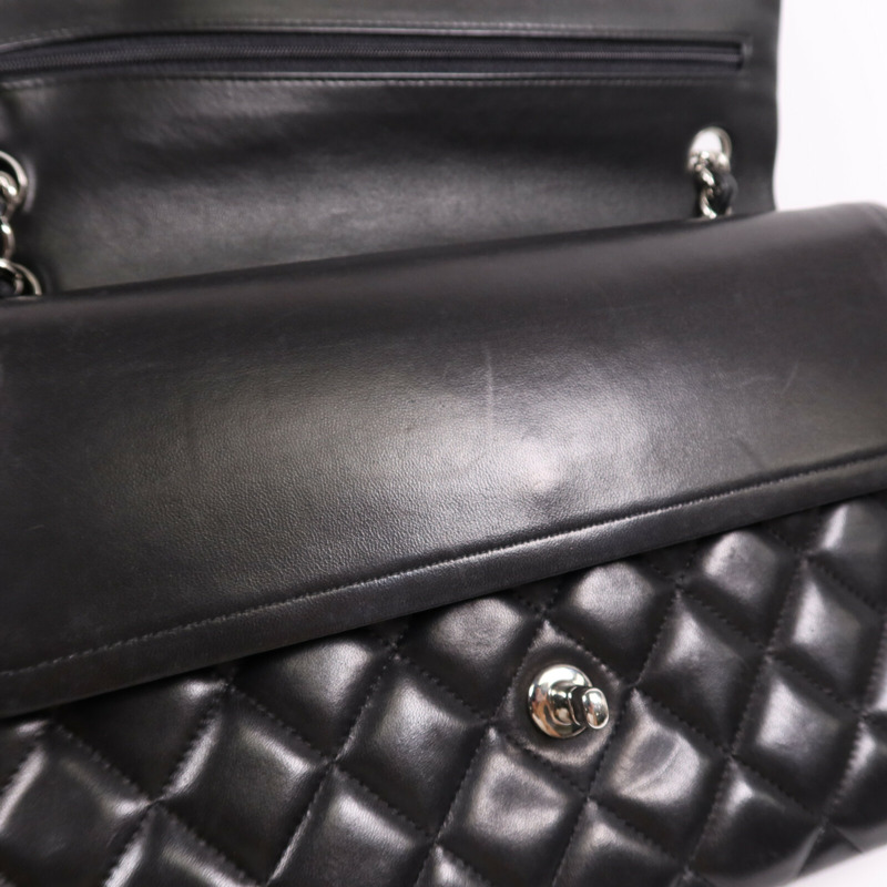 CHANEL 羊皮皮革Large Classic銀扣鏈帶肩背袋-11