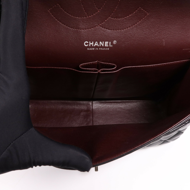 CHANEL 羊皮皮革Large Classic銀扣鏈帶肩背袋-12