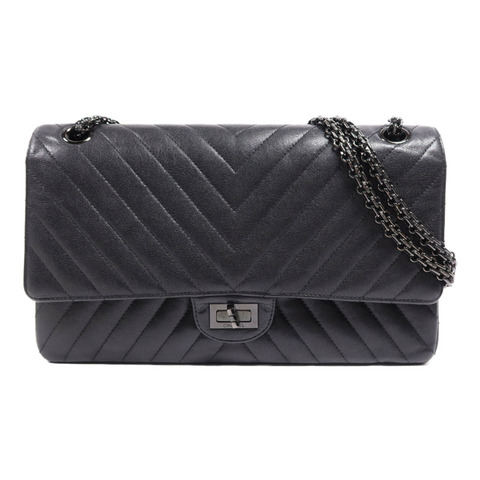 CHANEL 牛皮皮革2.55 (28cm)鏈帶肩背袋