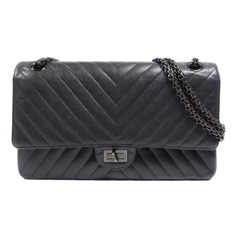 CHANEL 牛皮皮革2.55 (28cm)鏈帶肩背袋-0