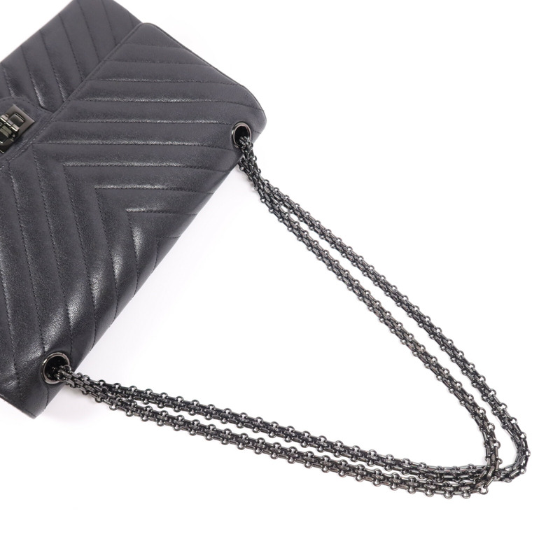 CHANEL 牛皮皮革2.55 (28cm)鏈帶肩背袋-4