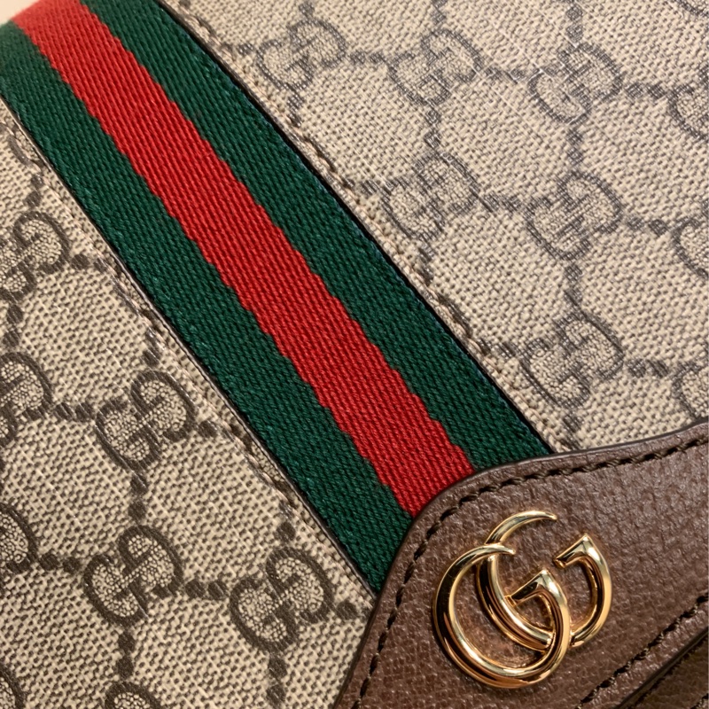 全新GUCCI  Ophidia雙G LOGO PVC 斜背馬鞍包-9