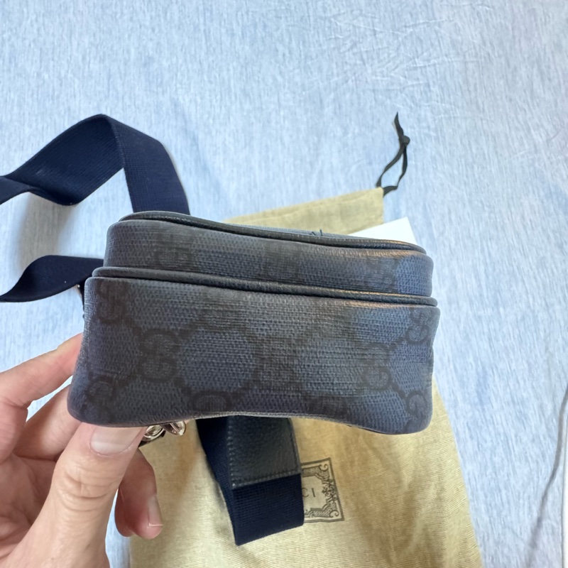 GUCCI 古馳Ophidia系列小款單肩斜背包 GG Supreme 藍黑色-2