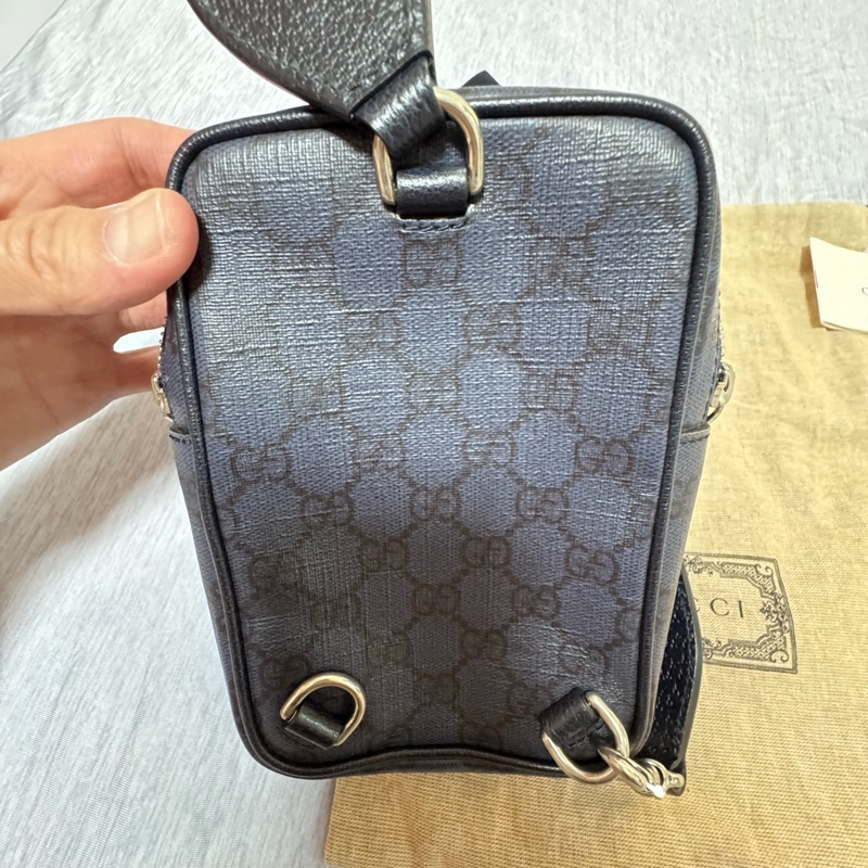 GUCCI 古馳Ophidia系列小款單肩斜背包 GG Supreme 藍黑色-4