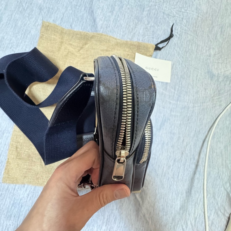 GUCCI 古馳Ophidia系列小款單肩斜背包 GG Supreme 藍黑色-10