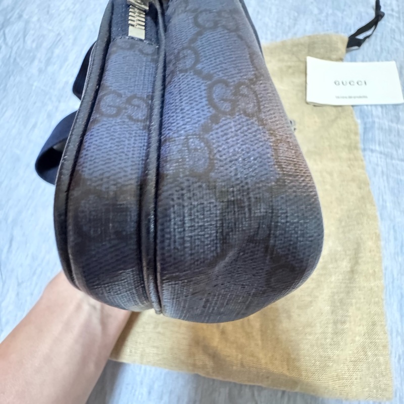 GUCCI 古馳Ophidia系列小款單肩斜背包 GG Supreme 藍黑色-11
