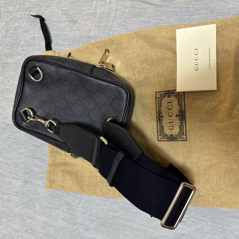 GUCCI 古馳Ophidia系列小款單肩斜背包 GG Supreme 藍黑色-15