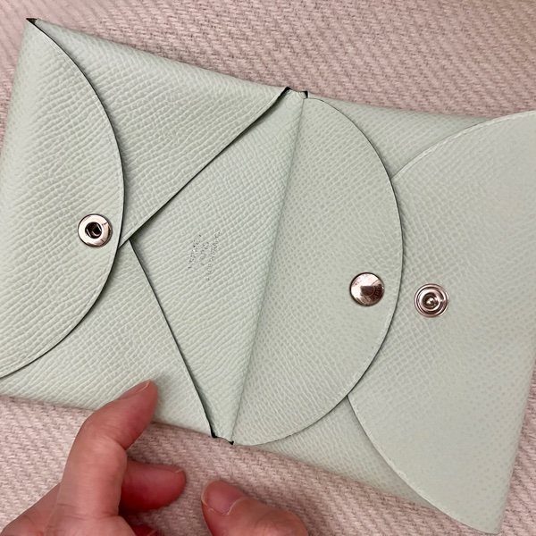 「全新未使用」 2025 愛馬仕 Hermes Calvi duo 新薄荷綠 N3 epsom皮 K刻-0