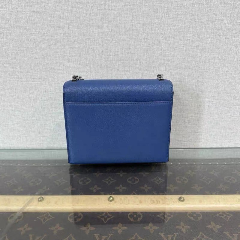 HERMES Verrou瑪瑙藍銀扣肩背斜背插銷包17*13*4 98新-5