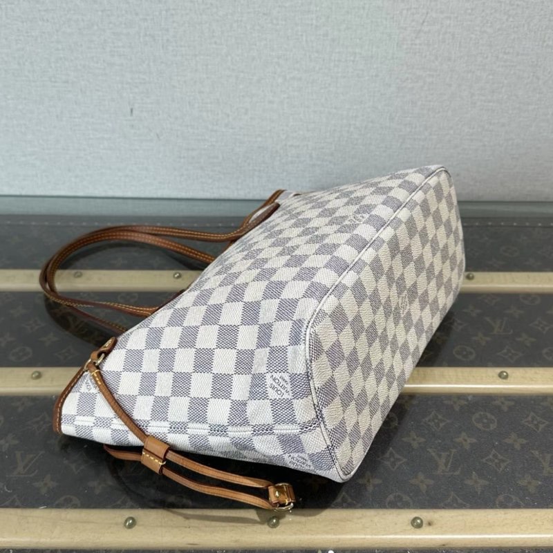 LV 白棋盤neverfull小號肩背購物袋 28*22*12 97新-2