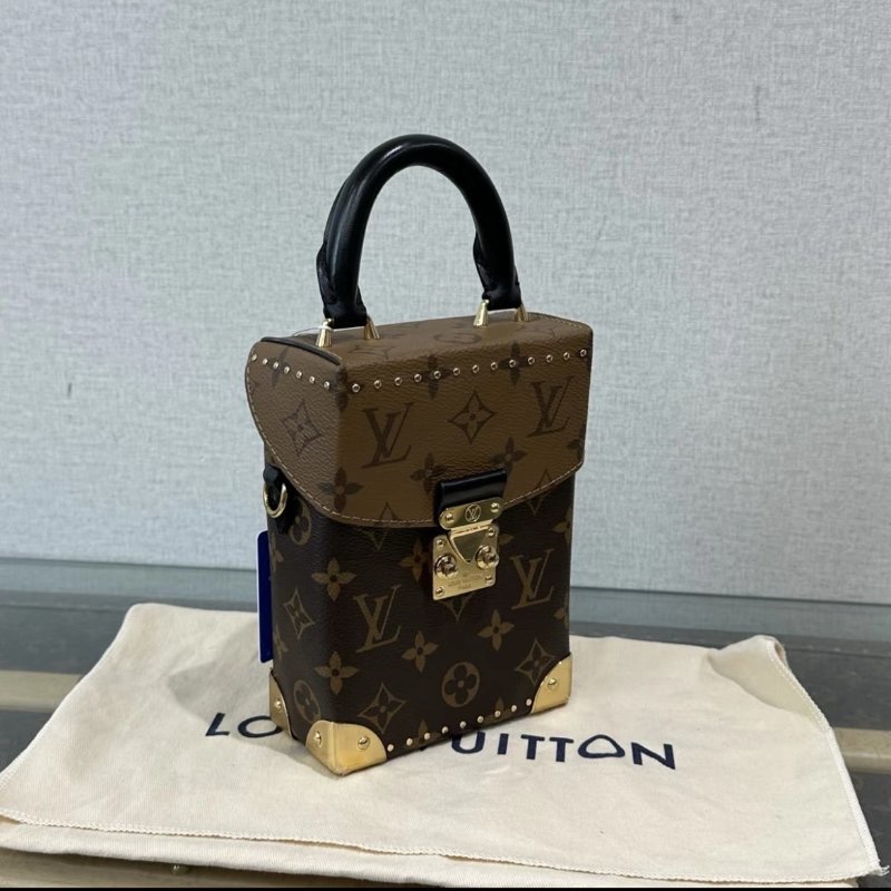 LV camerbox秀款老花盒子手提斜背包 12*17*6 98新配件:盒子塵袋-1