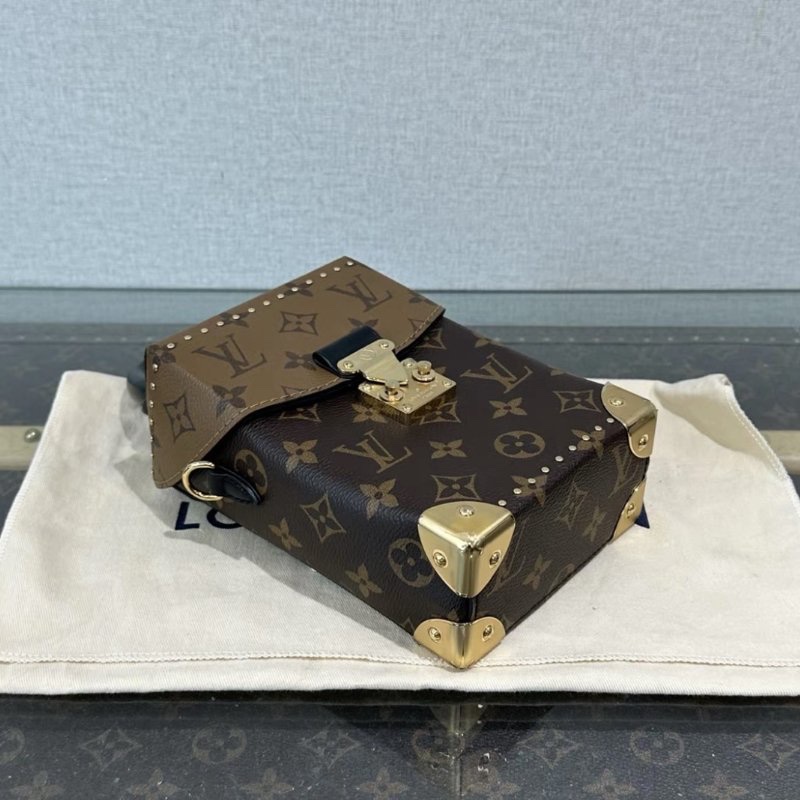 LV camerbox秀款老花盒子手提斜背包 12*17*6 98新配件:盒子塵袋-2