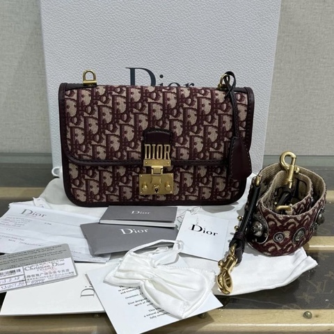DIOR 紅色老花 addict 寬肩帶肩背斜背包24*16*4 98新配件盒子塵袋購證保卡