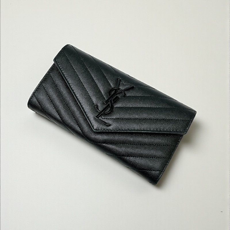 莉亞精品♡YSL 372264 信封長夾 全黑 二手-0