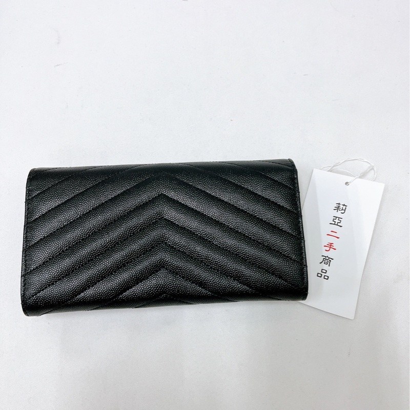 莉亞精品♡YSL 372264 信封長夾 全黑 二手-2