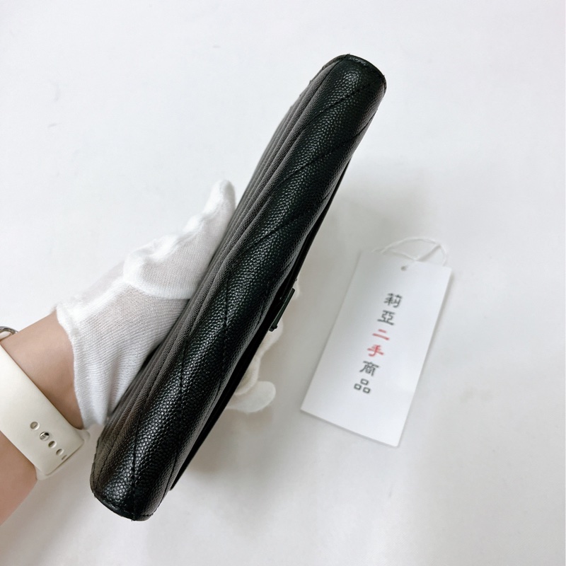 莉亞精品♡YSL 372264 信封長夾 全黑 二手-3