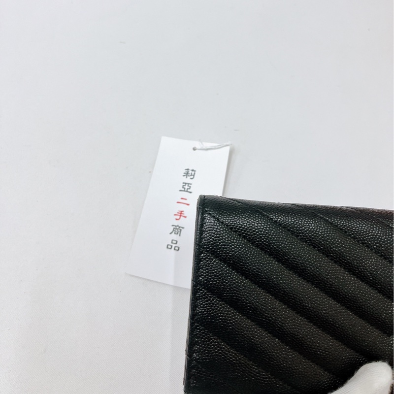 莉亞精品♡YSL 372264 信封長夾 全黑 二手-8