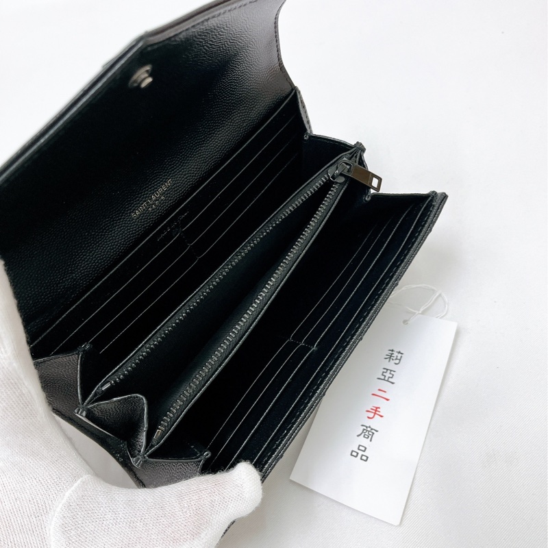 莉亞精品♡YSL 372264 信封長夾 全黑 二手-12