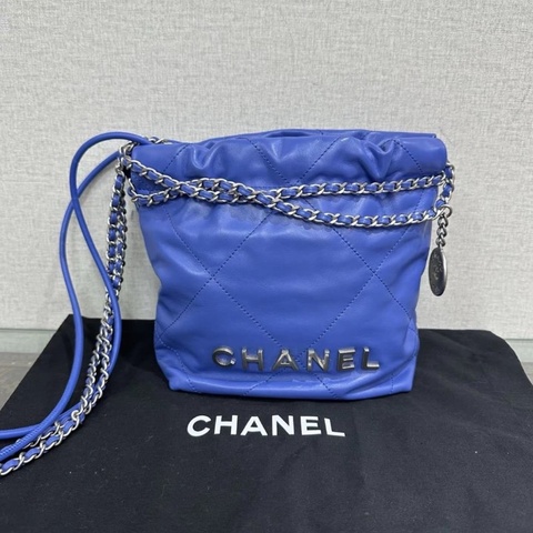 CHANEL 22bag mini藍銀垃圾袋 20*19*6 98新配件塵袋